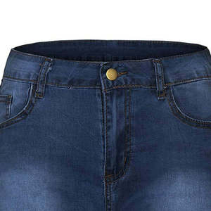 Shorts en jean déchirés taille haute pour femme, style vintage, décontractés, en coton, coupe droite, pour l'été - Product Image 4