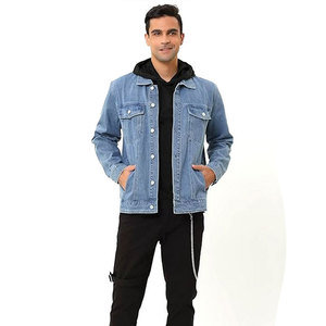Customized Men Spring Woven Denim <b>Jacket</b> Distressed Frayed Patchwork Plaid <b>Trucker</b> Streetwear Vintage Washed Jean Denim <b>Jacket</b> - Product Image 2