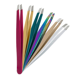 Eyebrow Tweezer Slanted Tip High Quality Brow Tweezer Wholesale Precision Hair Removal <b>Tool</b> Private Logo OEM Supply - Product Image 1