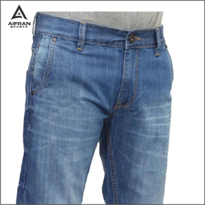 Jeans en denim bleu noir de qualité supérieure Aifran, coupe slim, jeans pour hommes, vente en gros, fournisseur OEM - Product Image 4