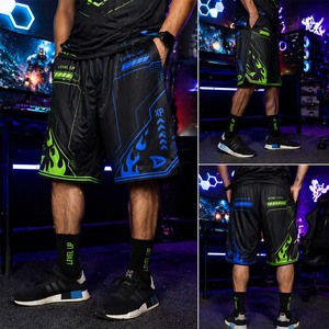 Shorts de gaming futuristes en polyester maillé premium avec design néon XP Cyberpunk, personnalisables par sublimation - Product Image 6