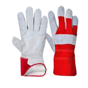 Gants de sécurité Best Bio Liner de couleur rouge Gants de jardinage industriels en cuir de vache fendu à usage général d'hiver à bas prix - Product Image 1