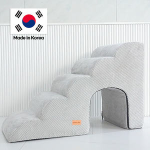 [AllmioPet] Escalier pour animaux de compagnie en tissu doux de type grotte, 5 marches, gris AMP C5 GR, 3 en 1, pour canapé, lit, meubles - Product Image 1