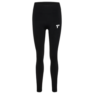Women's <b>High</b> Waist Full Length Yoga Leggings Black Seamless With White Logo On Right Leg Heat Transfer Printing - Product Image 6