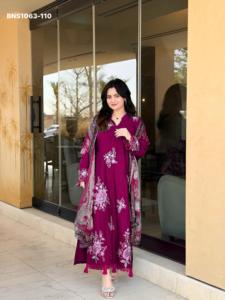 Nuevo conjunto de rayón y algodón con bordado, semisellado, con salwar a juego y dupatta con estampado digital a precio de mayorista. - Product Image 3