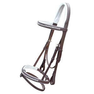 Brida de cuero blanca profesional hecha a mano estilo western con adornos brillantes, de acero inoxidable, con acolchado suave y transpirable que absorbe el sudor. - Product Image 3