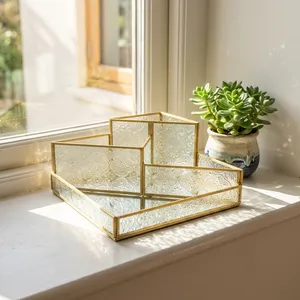 ที่เก็บแปรงแต่งหน้าดีไซน์หรูหราทันสมัยจาก ARTISAN DESIGN ทำจากแก้วลายนูนและทองเหลือง ดีไซน์ตกแต่งสำหรับจัดเก็บเครื่องสำอางบนโต๊ะเครื่องแป้ง/สำนักงาน - Product Image 3