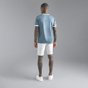 Ensemble de costume d'été deux pièces pour homme avec logo personnalisé, short et t-shirt délavés à l'acide pour vêtements masculins - Product Image 5