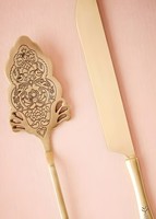 Ensemble de coupe-gâteau en laiton doré antique gravé, luxe, pour cadeau de fête
