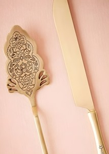 ชุดตัดเค้กทองเหลืองโบราณสลักลายหรูหราสำหรับเป็นของขวัญในงานปาร์ตี้ - Product Image 2