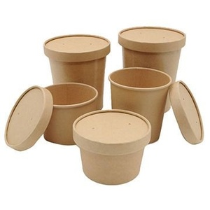 Boîtes à soupe en papier écologiques de 16 oz à paroi simple avec couvercles ventilés, compatibles micro-ondes et de qualité alimentaire pour la restauration et la livraison de repas - Product Image 1