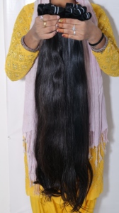 Cheveux humains vierges bruts non traités à 100 %, cuticules alignées, mèches lisses de cheveux indiens, extensions de cheveux indiens bruts - Product Image 3