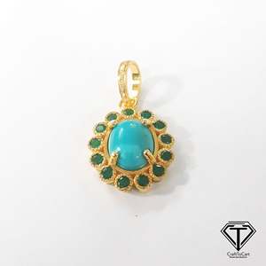 Pendentif Cœur en Diamant Pavé et Turquoise, Breloque Thème Bijoux pour Créations Artisanales - Product Image 3