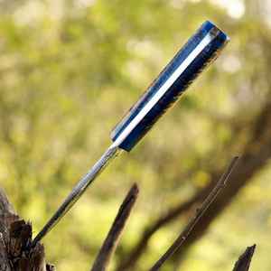 Cuchillo de desollado personalizable con patrón de gota de lluvia, mango OEM de alto contenido de carbono, espiga completa, para caza y desollado, con funda de cuero, industrial - Product Image 2