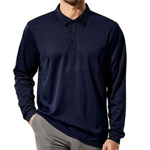 Polo de manga larga con costuras duraderas para hombre, logotipo personalizado, directo de fábrica - Product Image 6