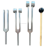Ensemble de diapasons professionnels 128Hz 256Hz 512Hz avec marteau en bois, marteau en silicone et pochette de rangement pour le yoga et la méditation