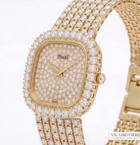Montre Piagett en diamant, boîtier carré en or jaune 30 mm, quartz analogique, bracelet de luxe pour femme - Product Image 5