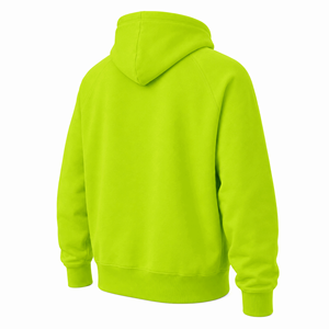 Sweat à capuche unisexe premium en molleton de coton épais, coupe oversize, sans cordon, avec poche kangourou, couleur vert lime néon, style streetwear, personnalisable - Product Image 4