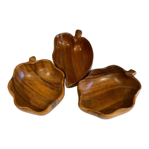 Bol de service en bois écologique lisse avec finition polie, élégant, en forme de feuille, pour les fêtes et les mariages - Product Image 6