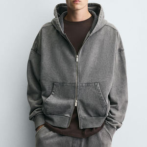Ventes directes d'usine de haute qualité, sweat à capuche 100% coton, fermeture éclair intégrale, coupe ample, surdimensionné, style streetwear, pour hommes - Product Image 1