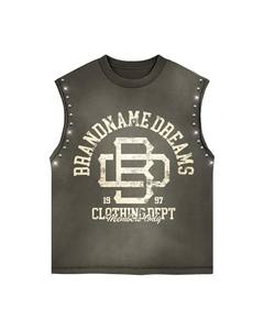 Multi Color Studded Brandname Dreams Tank <b>Top</b> Shorts Set | Oversized Sleeveless Graphic Matching Set | Streetwear OEM Private - Product Image 2