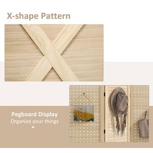 Divisorio Portatile Leggero a 3 Pannelli da 1,37 m in Legno Naturale, Pieghevole, con Design a Pannello Forato per Casa e Ufficio - Product Image 4