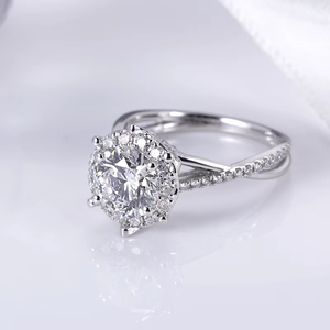 Anillo de Compromiso de Diamante con Corte Brillante Redondo para Mujer, Oro Blanco Natural, Estilo Clásico, Color G - Product Image 2