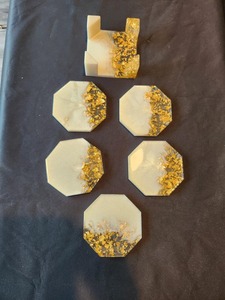 Handmade <b>Epoxy</b> <b>Resin</b> Coasters With Gold Leaf Inlay Irregular Shape Home Decoration Crafted For Coffee <b>Table</b> Use - Product Image 6