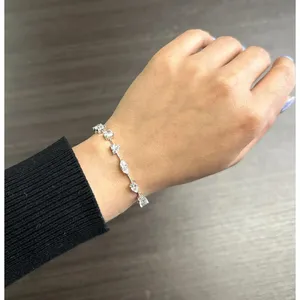 Pulsera de tenis vintage de lujo con diamantes cultivados en laboratorio de múltiples formas TISHYA DIAMOND, oro blanco de 14K, certificado IGI, 10.12Cttw - Product Image 3