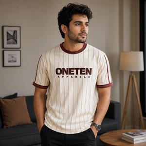 ONETEN APPARELS T-shirt décontracté pour homme, manches courtes, col rond, coupe classique, 100% coton jersey, logo imprimé sur le devant, respirant - Product Image 6