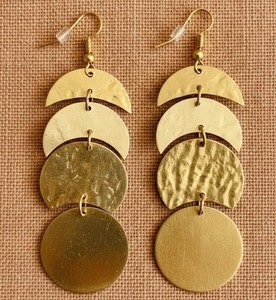 Pendientes de latón de lujo estilo bohemio, aros antiguos de moda para bodas y fiestas, joyería étnica vintage hecha a mano, pieza llamativa. - Product Image 3