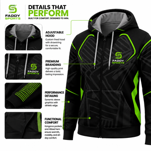 Men's Sublimation Sports <b>Zip</b> <b>Up</b> Hoodie Athletic Fitness Gym Wear Breathable Custom Sublimated Print Sweatshirt Jacket with Hood - Product Image 4