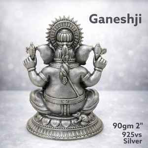 Murti de Ganeshji Plateado, Hecho a Mano, Decoración Religiosa Tradicional para el Hogar, Arte de Mesa, Artesanía Metálica para Sala de Estar - Product Image 3