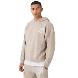 Venta al por mayor de chándal de punto de manga larga para hombre con logotipo personalizado Intarsia Mohair mezcla de lana cepillada conjunto de Jogger de punto con capucha y pantalones de chándal - Product Image 3