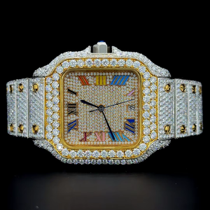 Montre automatique de luxe avec cadran arc-en-ciel spécial, bicolore or jaune et or blanc, diamants moissanite VVS, 2026 - Product Image 1