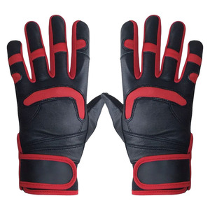 Gants de frappeur de baseball en cuir noir et rouge, antidérapants, respirants, avec paume antidérapante, sangle de poignet réglable en velcro, tailles XL et XXL pour hommes et femmes - Product Image 5