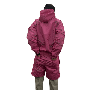 Premium Quality Trending Men's Lightweight Polyester Streetwear Windproof Waterproof Eco-Friendly 2 1 <b>Zip</b>-Up Hoodie <b>Shorts</b> - Product Image 3
