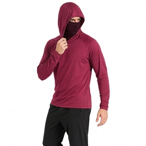 Haut de sport à manches longues à séchage rapide pour homme avec capuche intégrée pour la course, la gym, l'entraînement et la randonnée - Product Image 4