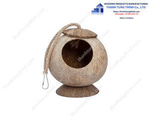 Casa de Nido para Pájaros Pequeños Hecha de Cáscara de Coco, Duradera y Ecológica, Ligera, Estilo Bonito, Hecha en Vietnam - Product Image 3