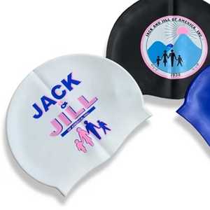 Bonnet de bain blanc Jack and Jill en silicone, imperméable, extensible, confortable, unisexe, pour l'entraînement en piscine - Product Image 6