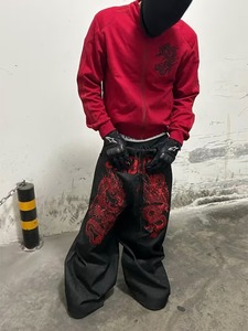 Jean baggy gothique respirant et imperméable en denim délavé pour homme, coupe ample, style skateboard, collection printemps, vente en gros - Product Image 4