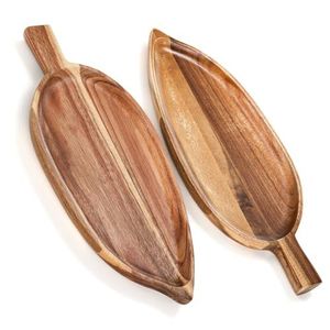 Wholesale Price Acacia Wood Serving Tray Set Stackable Wooden Platter Food Display Board Kitchen Dining Decor Natural Finish - Product Image 5