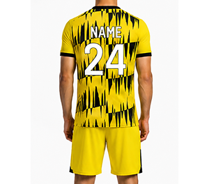 Conjunto de Camiseta de Fútbol Geométrica Amarilla y Negra Sprint para Hombre, Manga Corta, Transpirable, de Poliéster, Personalizable - Product Image 3