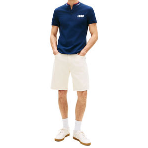 Polo de cuello béisbol con etiqueta privada, corte ajustado, para hombre, estilo moderno y urbano, tejido piqué transpirable, informal. - Product Image 5