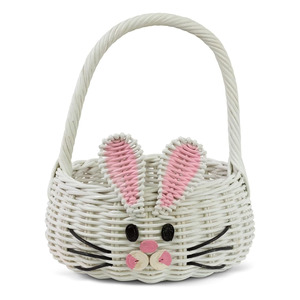 Cesta de fibra natural con forma de conejo, organizador de almacenamiento para huevos de Pascua, cestas de ratán, decoración festiva - Product Image 3