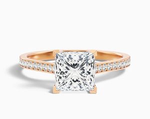 Princess Cut Moissanite Claw Setting Engagement <b>Ring</b> 925 Sterling <b>Silver</b> White Gold Plated <b>Solitaire</b> Dainty Minimalist Party - Product Image 1