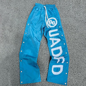 Men's Plus Size Casual Custom Distressed Embroidery Breathable Drawstring Track <b>Nylon</b> Sweatpants Wholesale Windbreaker <b>Jogger</b> - Product Image 3