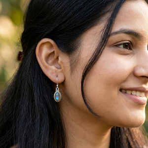 Pendientes Colgantes de Labradorita Azul Fuego en Plata de Ley 925, Chapados en Oro Rosa y Oro Amarillo, Joyería Boho Hecha a Mano para Mujer - Product Image 2