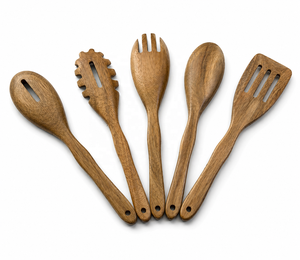 Cuchara de madera natural hecha a mano, la más vendida, con ranuras, ecológica, para cocinar y colar, con mango largo, hecha en Vietnam - Product Image 4