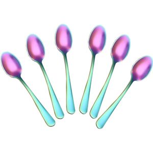 Set di 6 Cucchiaini da Espresso in Acciaio Inox per Dessert e Tè, Design Colorato Arcobaleno - Product Image 1